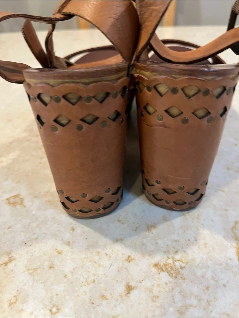ASH Women’s Brown Leather Ankle-Strap Platform Sandals